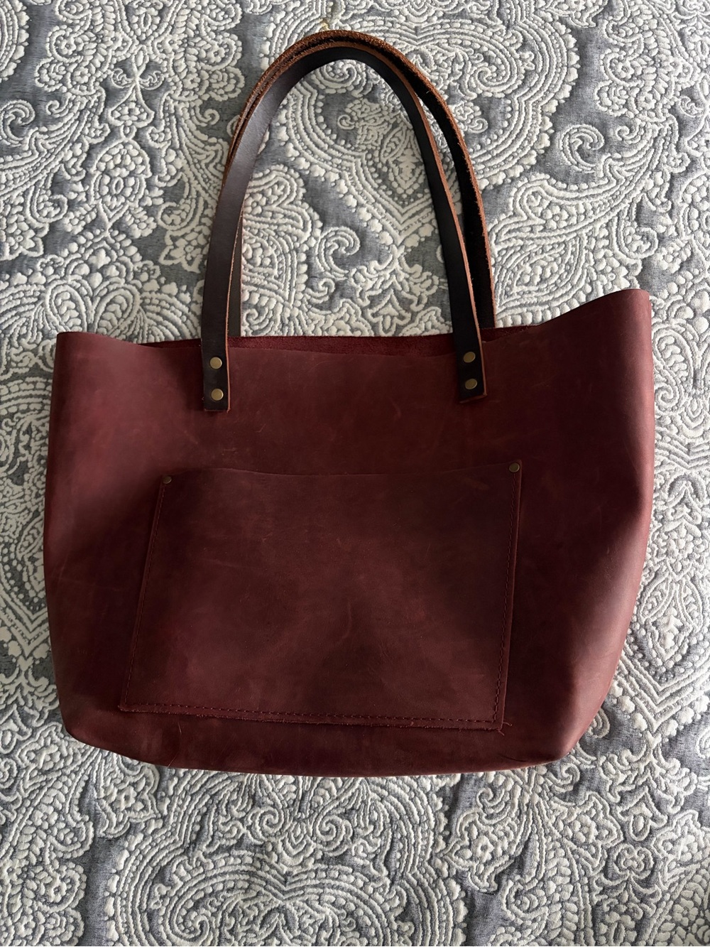 Portland Leather Tote Bag in Burgundy